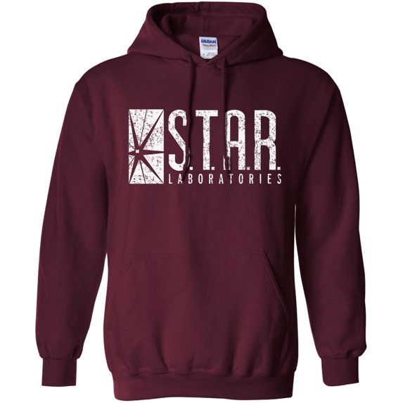 Star Labs Hoodie - Star Laboratories Vintage Hooded Sweatshirt Maroon 2XL