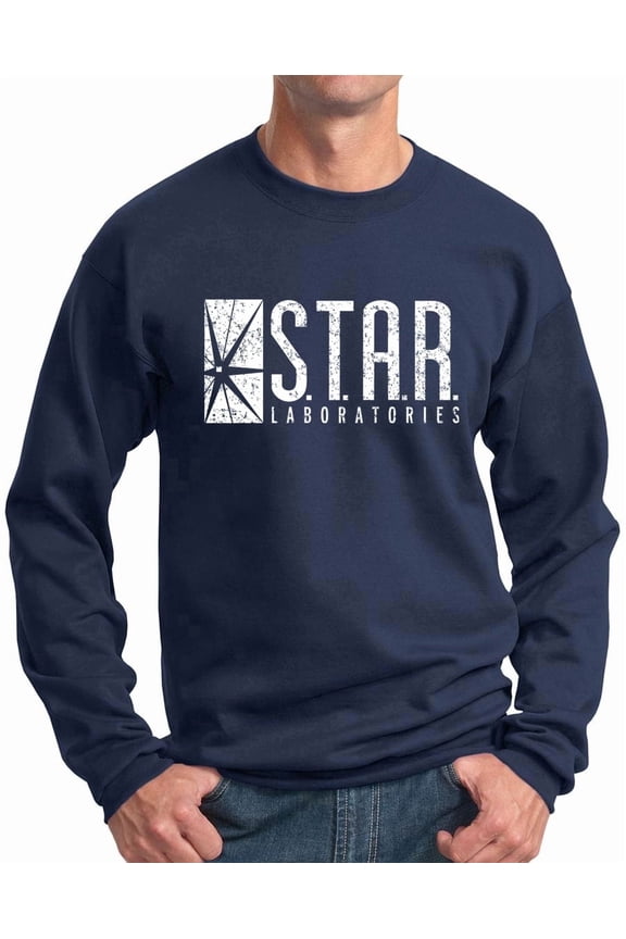 Star Labs Sweatshirt - Vintage Star Laboratories Crewneck Navy S