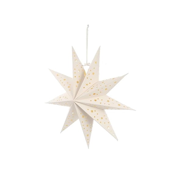 Star Light Lampshade Hanging 9-Pointed Paper Star Lantern | Foldable Reusable DIY Decor | Hollow Cut-Out Patterns | For Christmas, Parties, Weddings, Boho Room, Patio | Easy to Hang
