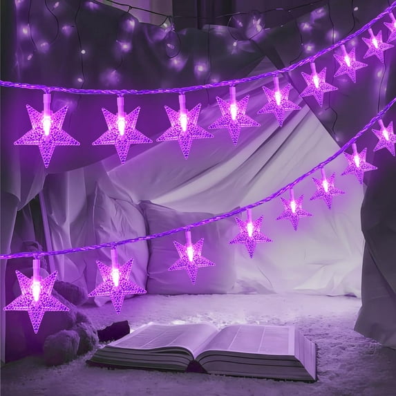 Star Lights 15 FT 30 LED Battery Operated Indoor&Outdoor Twinkle Fairy String Lights for Xmas Tree (Purple)