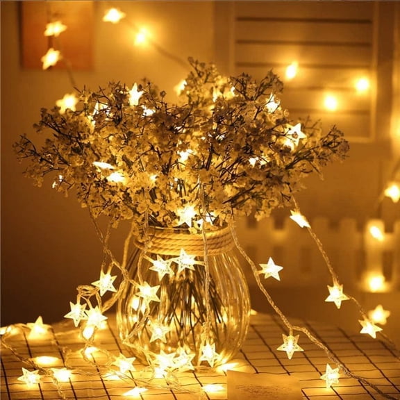 Star Lights Star String Lights, 9.84Ft 20 LED Star Fairy Lights Battery Operated Waterproof Indoor Outdoor Twinkle Lights for Bedroom Party Wedding Xmas Tree Decoration (Warm White)