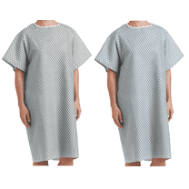 Star Linen | Petite Patient Gowns | 1 White   1 Blue | Back Tie Closures - 2 Count