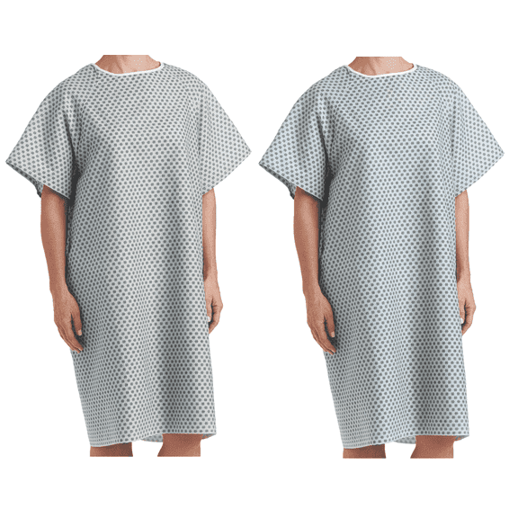 Star Linen | Petite Patient Gowns | 3 White + 3 Blue | Back Tie Closures - 6 Count