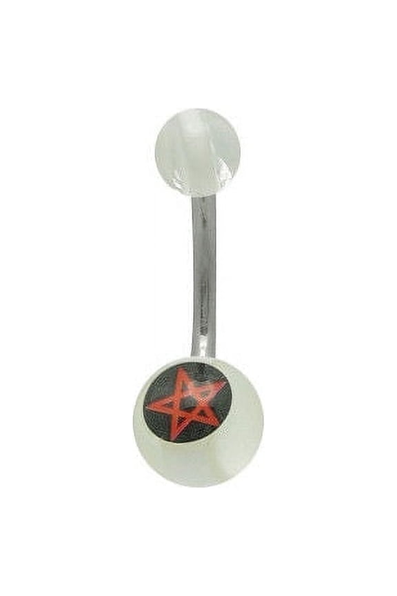 Star Logo Navel Barbell Belly Button Ring 14G Surgical Steel Jewelry