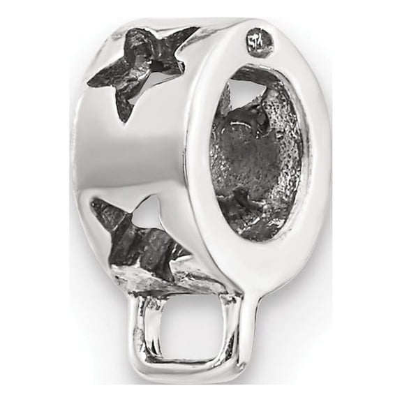 Star Looped Charm .925 Sterling Silver Antique Finish Reflection Beads