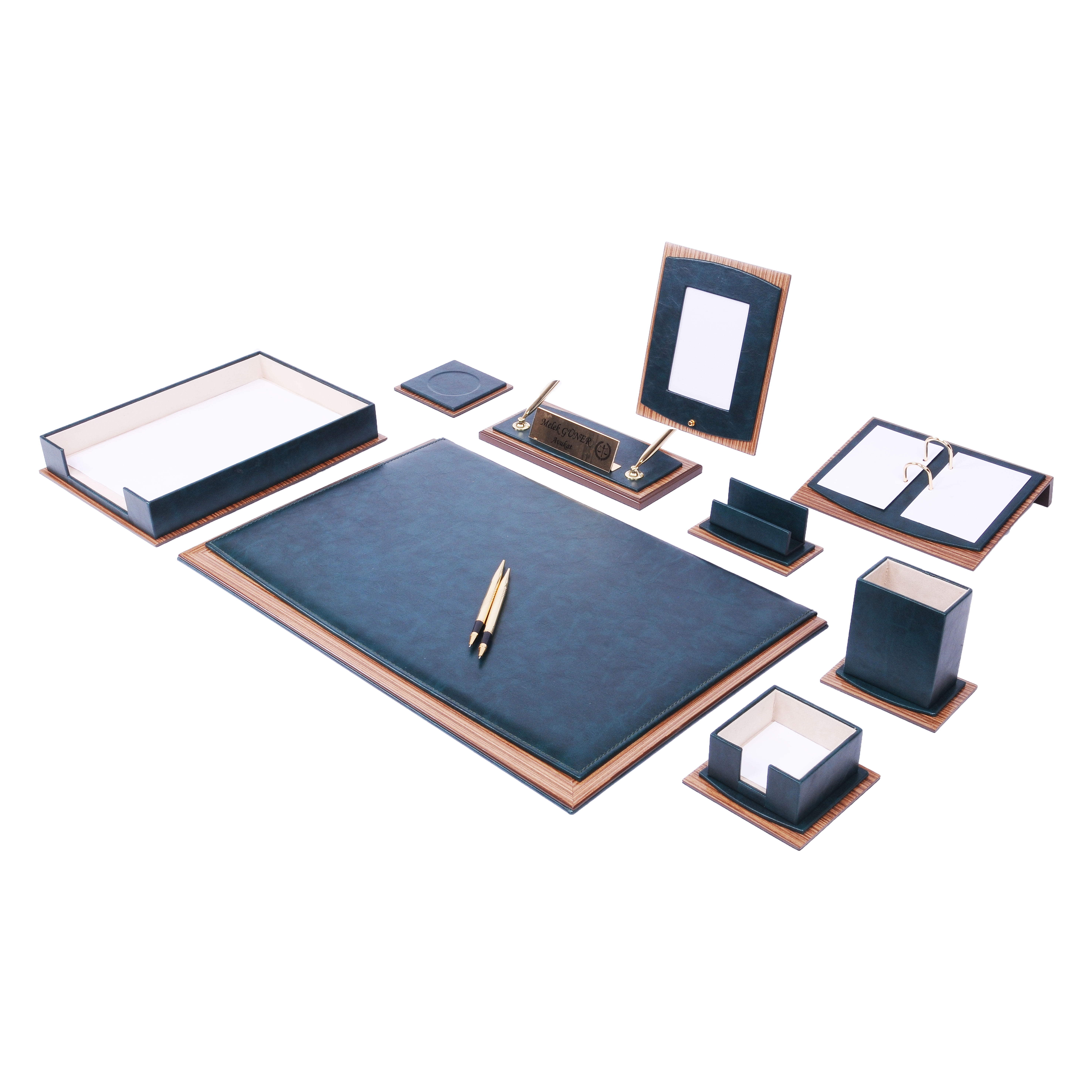 MOOGCO Desk Organizers - Desk Accessories - Leather Desk Organizer - Bonded Leather Set - Office Desk Accessories - Home Office Accessories - Desk