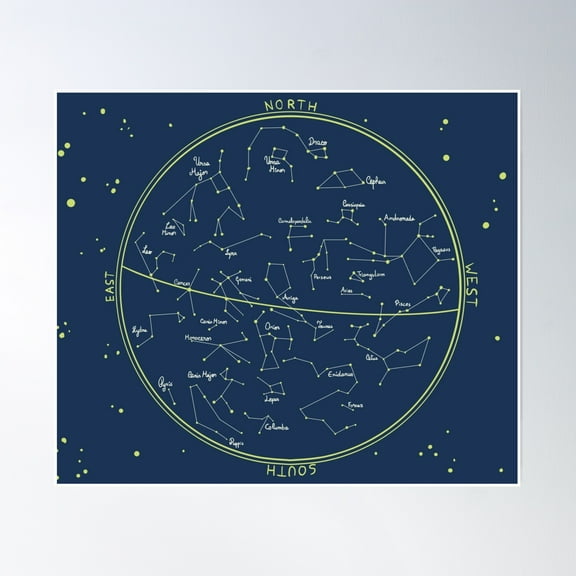 Star Map Constellations Poster Wall Art, Modern Wall Decor, 16x24 UNFRAMED