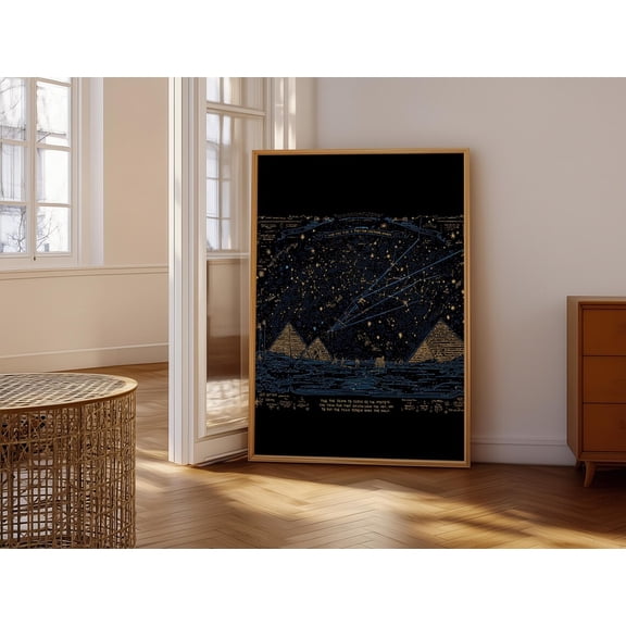 Star Map Pyramid Celestial Wall Art Decor Unframed Paper Print