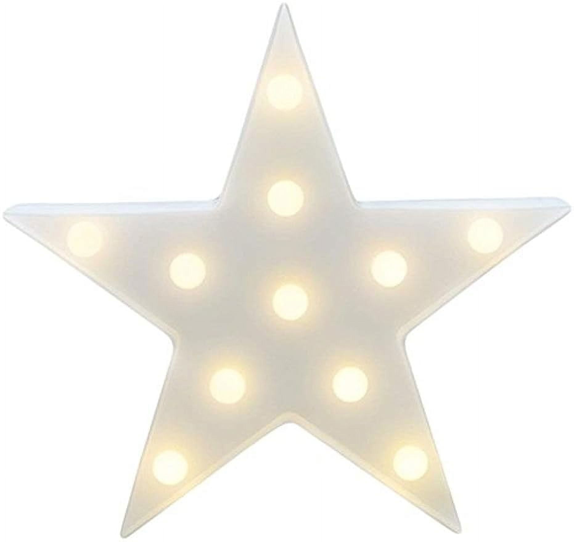 Star Marquee Sign Lights 3D Moon LED Lamp Decorative,Moon Marquee Letters LED Lights or Hallowmas Christmas,Birthday Party,Kids Room, Living Room, Wedding Party Decor(White) (Star Light)