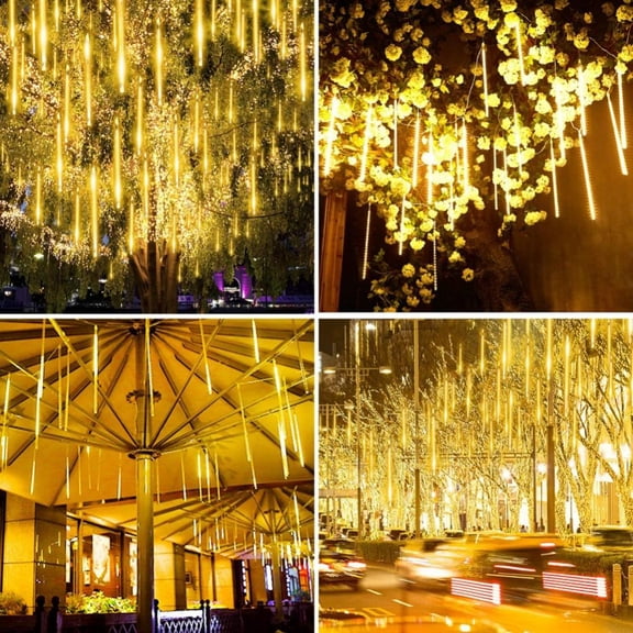 Star Meteor Shower Rain Lights, 30cm 8 Tubes 144 LED Valentine Lights Icicle Snow Falling Christmas Lights Outdoor Raindrop Lights, Xmas Wedding Party Tree Holiday Decoration