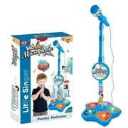 Star Microphone with Stand, All In One Microphone Toy, 2025 New Karaoke Machine Toy with Music & Light, Adjustable Height, Base for Aged 3-6 Boys Girls