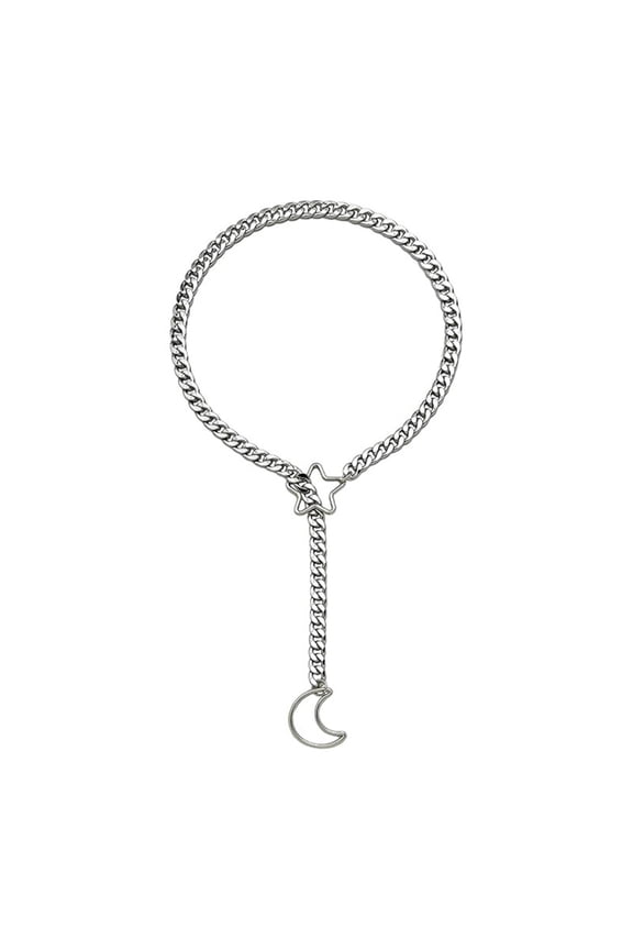 Star Moon Adjustable Cuban Lariat Necklace for Women Heart O Rings Punk Rock Chain Jewelry Accessory Daily Use