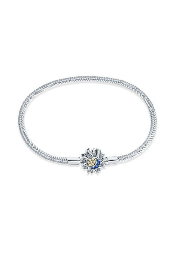 Star&Moon Bracelet Snake Bone Chain 925 Sterling Silver Lucky Charms Female Gift