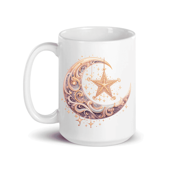 C&M Personal Gifts 15 oz Star Moon Ceramic Coffee Mug