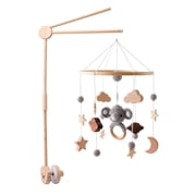 Star, Moon & Cloud Crochet Baby Crib Bell Mobile   Rotating Wooden Wind Chimes with Hanging Toys   Soothing Infant Sleep & Nursery Decor