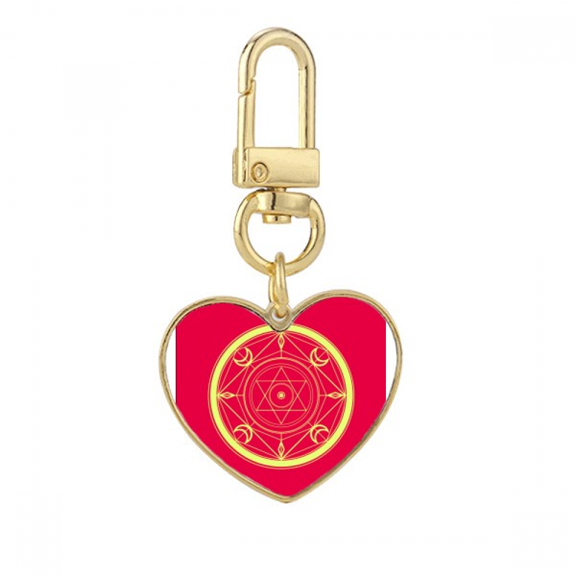 Star Moon Diagonal Array Gold Heart Keychain Metal Keyring Holder