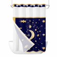 thumbnail image 1 of Star Moon No Hook Shower Curtain with Snap in Liner Retro Gorgeous Gold Polka Dots Stars Moon Dark Blue Waterproof Bathroom Shower Curtain with See Through Top Window for Bathtub 60" x 72", 1 of 9