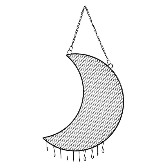 Star and Moon Jewelry Storage Rack,1Pc Earring Wall Holder Hanging Jewelry Storage Organizer Metal Grid Star and Moon Shape Jewelry Rack for Ladies and Girls