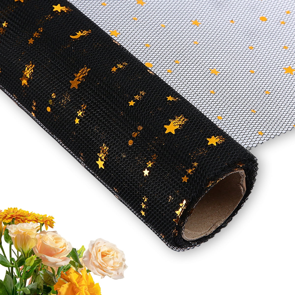 Star Moon Net Mesh Floral Wrapping Paper, 1 Roll Florist Supplies