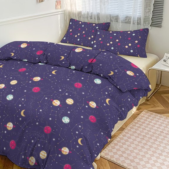 Star Moon Pattern 3D Duvet Cover Set Quilt Cover Theme of for Bedroom Decoration