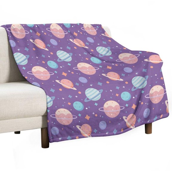Star Moon Pattern Throw Blanket Warm Microfiber Flannel Bedroom Decor Blankets For Beds
