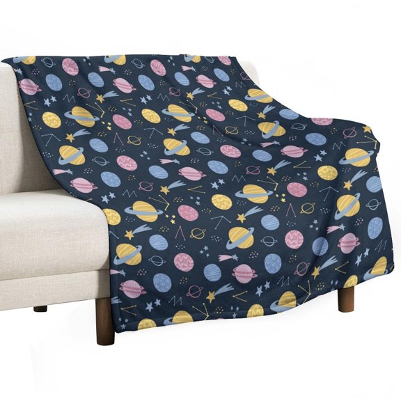Star Moon Pattern Throw Blanket Warm Microfiber Flannel Bedroom Decor Blankets For Beds