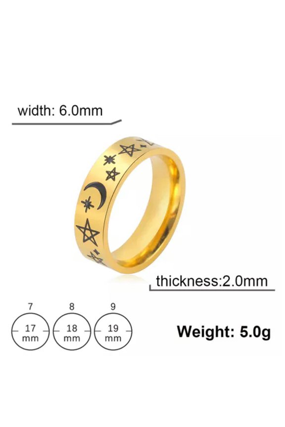 Star Moon Stainless Steel Rings For Women Korean Style Finger Ring Jewelry Gift
