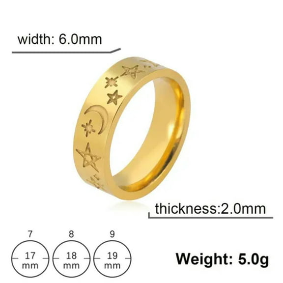Star Moon Stainless Steel Rings For Women Korean Style Finger Ring Jewelry Gift