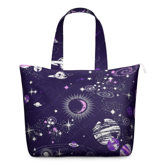 Star, Moon, Sun Themed Travel Tote Bag Multipurpose Weekender Bag with Large Capacity Adjustable Strap, Perfect for Business Travel Beach Outings