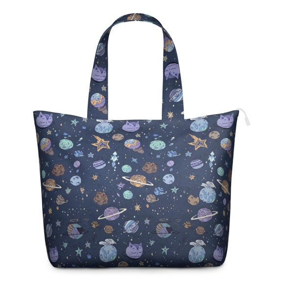 Star, Moon, Sun Themed Travel Tote Bag Multipurpose Weekender Bag with Large Capacity Adjustable Strap for Business Travel Beach Outings