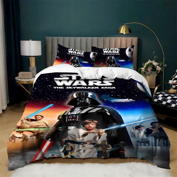 Star Movie Wars Bedding Set Ultra Soft Quilt Cover Cozy Comforter Set Lightweight Duvet Cover Set with 2 Pillowsham