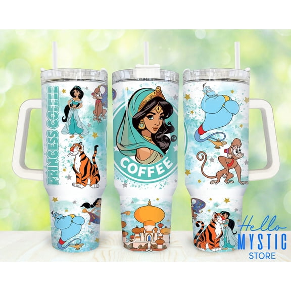 Star Mug Cartoon Characters 40Oz Tumbler, Princess Tumbler 40Oz, Cartoon 40 Oz Tumbler Wrap, Princess 40 Oz Tumbler - Tumbler With Handle, To-Go Coffee Mug 40oz