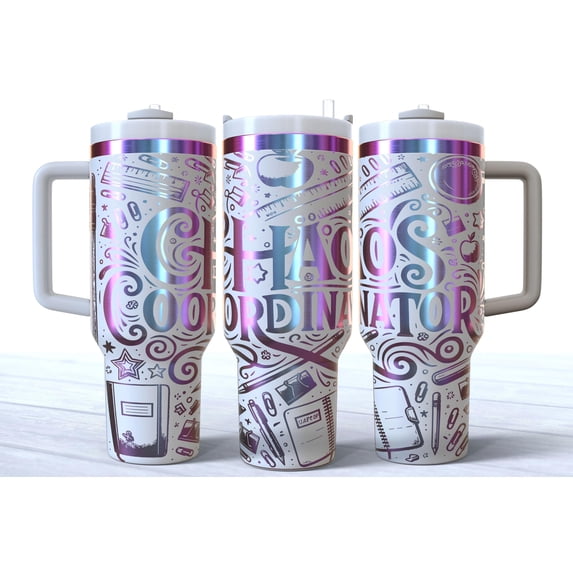 Star Mug Chaos Coordinator 40Oz Tumbler , 40Oz Quencher Teacher'S - , School Teacher Gift, #1 Teacher - Tumbler With Handle, To-Go Coffee Mug 40oz