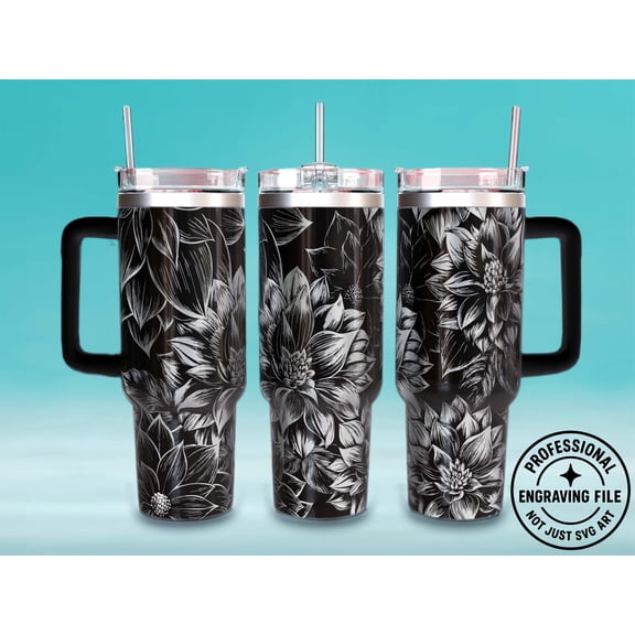 Star Mug Dahlia Floral Tumbler Wrap - Tumbler With Handle, To-Go Coffee Mug 40oz