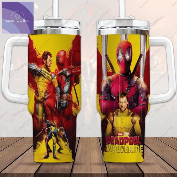 Star Mug Deadpool And Wolverine 40Oz Tumbler, Deadpool 3 Movie Characters Tumbler Cup, Superhero Characters Tumblers, Tumbler - Tumbler With Handle, To-Go Coffee Mug 40oz