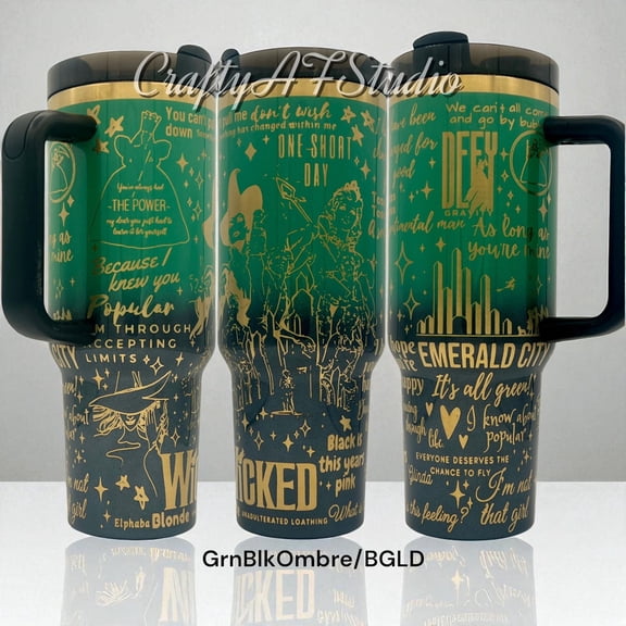 Star Mug Defying Gravity Laser Engraved Tumbler 40Oz Elphaba And Glinda - Tumbler With Handle, To-Go Coffee Mug 40oz