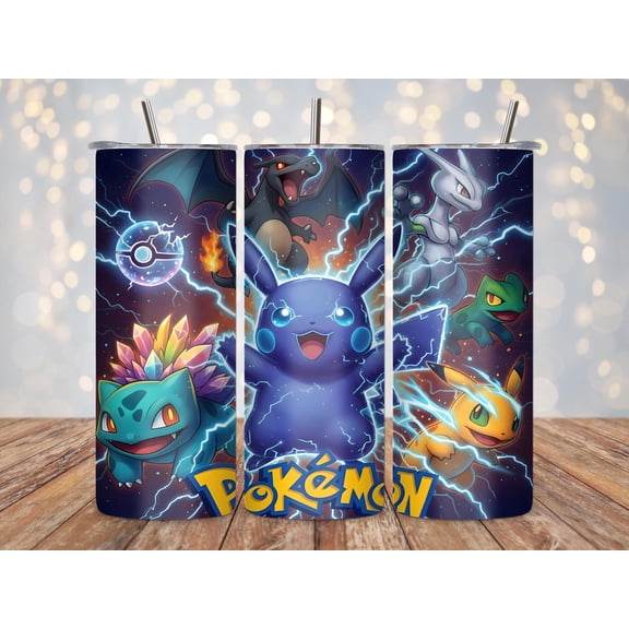 Star Mug Electric Pikachu Tumbler Wrap: 20Oz Skinny - Tumbler With Handle, To-Go Coffee Mug