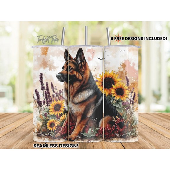 Star Mug German Shepherd Dog 20 Oz Skinny Tumbler, Gsd Sheppy Mama Tumbler Wrap - Tumbler With Handle, To-Go Coffee Mug