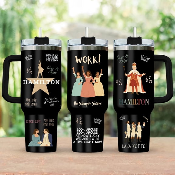 Star Mug Hamilton Musical Tumbler 40Oz, Broadway Theater Tumbler Cup, Musical Tumbler, Alexander Hamilton Tumbler, Hamilton Fan Gift - Tumbler With Handle, To-Go Coffee Mug 40oz