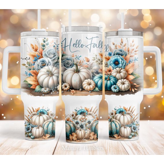 Star Mug Hello Fall 40Oz Tumbler Design Thanksgiving Pumpkin Fall Vibes Autumn Wrap Waterslide - 40Oz To-Go Coffee Mug