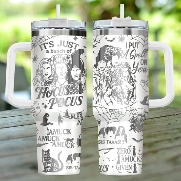Star Mug Hocus Pocus Tumbler 40Oz, Sanderson Sisters Halloween Cup, Witchy Drinkware, Spooky Gift, Magical Tumbler - Tumbler With Handle, To-Go Coffee Mug 40oz