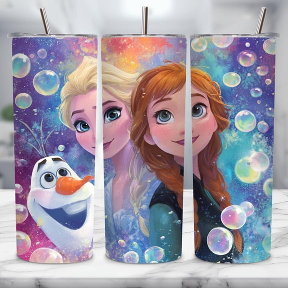 Star Mug Ice Princess Tumbler Wrap, 20Oz Skinny, Frozen Sisters Cup Design, Olaf Tumbler, Gift For Girls, - Tumbler With Handle, To-Go Coffee Mug