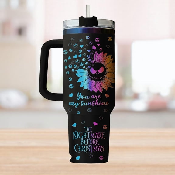 Star Mug Jack Skellington Tumbler 40Oz, Nightmare Before Cup, Pastel Goth Coffee Tumbler, Magic Kingdom , Halloween Gift - Tumbler With Handle, To-Go Coffee Mug 40oz