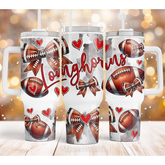 Star Mug Longhorns 40Oz Tumbler Design Red Coquette Bow Football Wrap Waterslide - 40Oz To-Go Coffee Mug