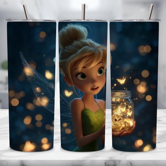 Star Mug Magical Fairy Tumbler Wrap, 20Oz Skinny Tumbler, Cup Design, Tinke R Bell, Gift For Girls, Birthday Tumbler - Tumbler With Handle, To-Go Coffee Mug