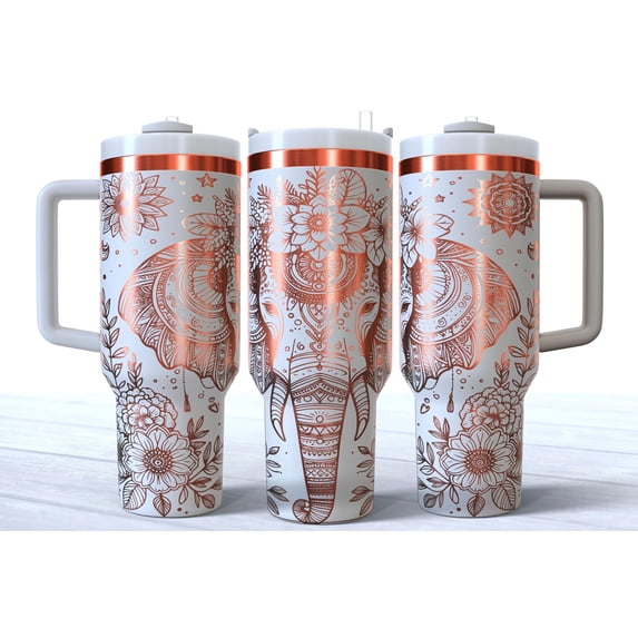 Star Mug Majestic Elephant Laser Engrave 40Oz Tumbler, Laser Engraving Svg, 40 Oz Quencher Beautiful Mandala Elephant Tumbler Wrap Png - Tumbler With Handle, To-Go Coffee Mug 40oz