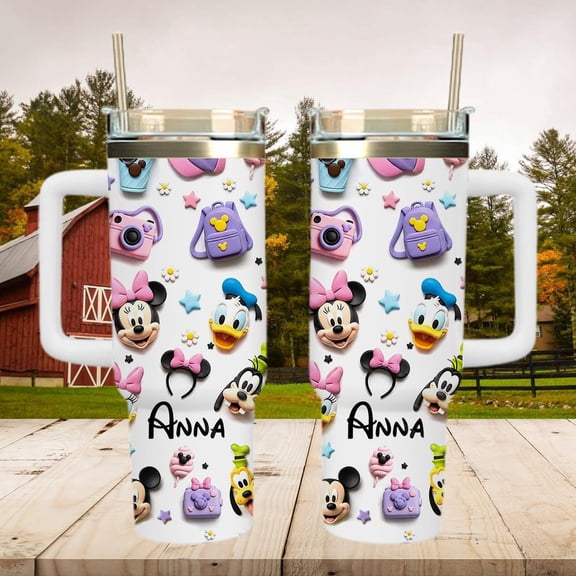 Star Mug Mickey Mouse And Friends 40Oz Tumbler, Cartoon Character 40Oz Tumbler, Cartoon Cup, Kids Gift, Disneyland Trip Mickey Colorful Tumbler - Tumbler With Handle, To-Go Coffee Mug