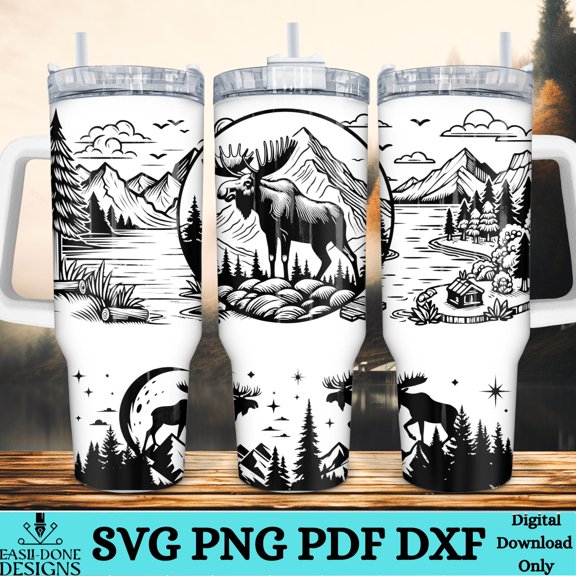 Star Mug Moose Tumbler Wrap : 40Oz Camping Tumbler Design - Tumbler With Handle, To-Go Coffee Mug