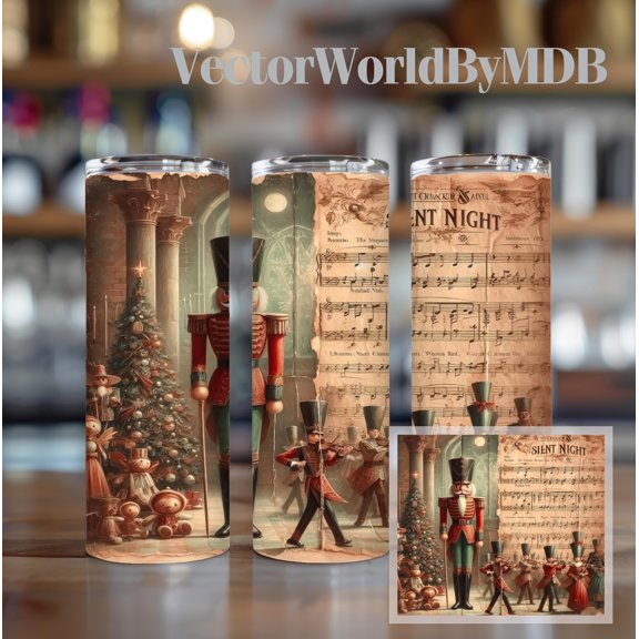 Star Mug Nutcracker 20 Oz Skinny Tumbler, Merry 20Oz Tumbler Png, Straight And Taper Tumbler Wrap - To-Go Coffee Mug