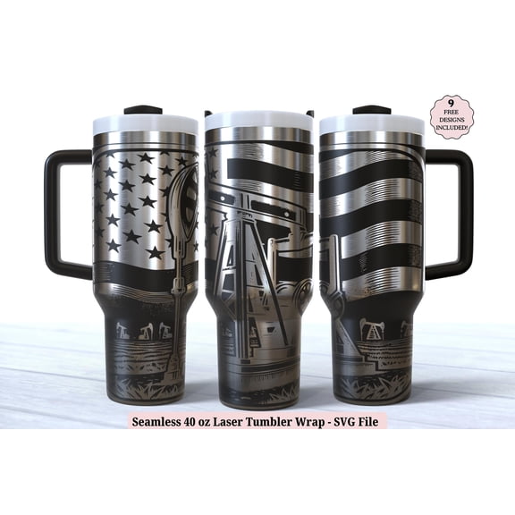 Star Mug Oil Field Wrap For Rotary, Oil Rig Worker Oilfield Pump Jack For 40Oz Tumbler, - Tumbler With Handle, To-Go Coffee Mug 40oz